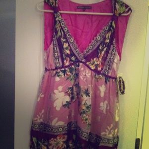 NWT Hale Bob silk floral dress in pink/purple